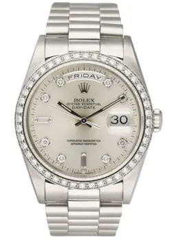 ROLEX DAY-DATE PRESIDENT 18346 PLATINUM DIAMOND MENS WATCH