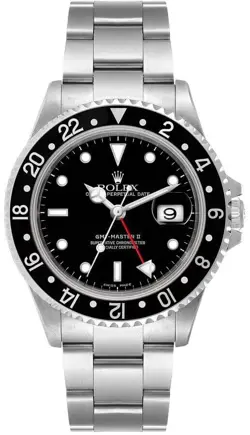 ROLEX GMT-MASTER II 16710 AUTOMATIC BLACK DIAL & ALUMINUM BEZEL MENS WATCH