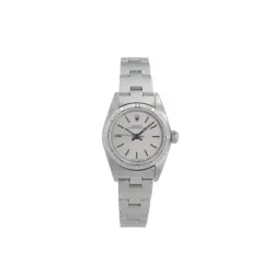 ROLEX OYSTER PERPETUAL 76030 26MM SILVER INDEX DIAL ENGINE TURNED BEZEL OYSTER