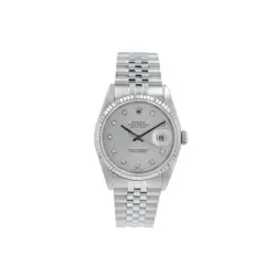 ROLEX DATEJUST 16234 36MM SILVER DIAMONDS DIAL FLUTED BEZEL JUBILEE BAND