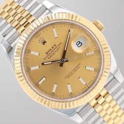 ROLEX DATEJUST 41 TWO-TONE CHAMPAGNE DIAL FLUTED BEZEL JUBILEE BAND 126333