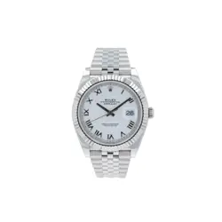B&P ROLEX DATEJUST 41 126334 41MM WHITE ROMAN NUMERAL DIAL FLUTED BEZEL &JUBILEE