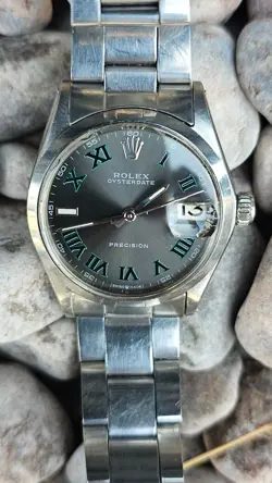 VINTAGE Rolex Oysterdate 6466 CUSTOM Wimbledon Dial 30mm Boy's Manual Watch 1970