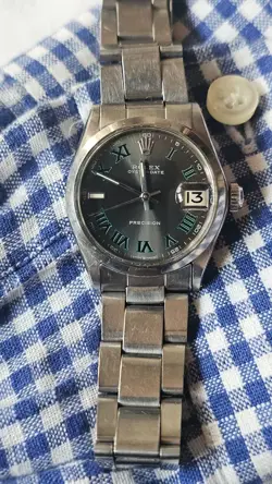 VINTAGE Rolex Oysterdate 6466 CUSTOM Wimbledon Dial 30mm Boy's Manual Watch 1970