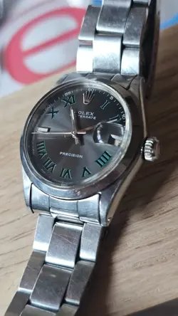 VINTAGE Rolex Oysterdate 6466 CUSTOM Wimbledon Dial 30mm Boy's Manual Watch 1970