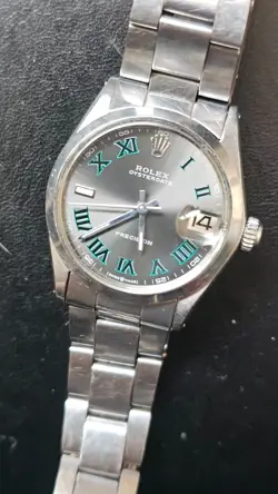 VINTAGE Rolex Oysterdate 6466 CUSTOM Wimbledon Dial 30mm Boy's Manual Watch 1970