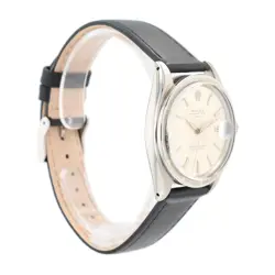 ROLEX DATE SIZE STAINLESS STEEL WATCH 34MM SILVER INDEX DIAL ENGINE TURNED BEZEL