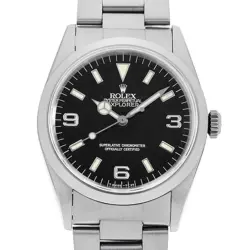 ROLEX EXPLORER I 14270 BLACK SINGLE BUCKLE ALL TRITIUM N NUMBER SECOND HAND MENS