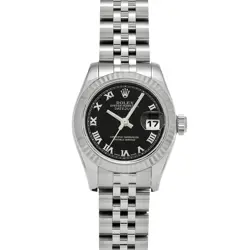 ROLEX 179174 DATEJUST BLACK WOMEN WRISTWATCH WITH BOX & PAPER