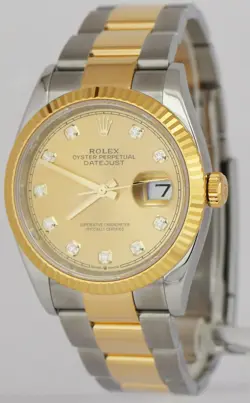MINT PAPERS Rolex DateJust 36mm DIAMOND Champagne 18K Gold Two-Tone 126233 BOX