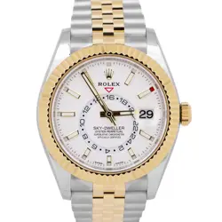 2023 NEW PAPERS ROLEX SKY-DWELLER WHITE 18K YELLOW GOLD 42MM JUBILEE 326933 BOX