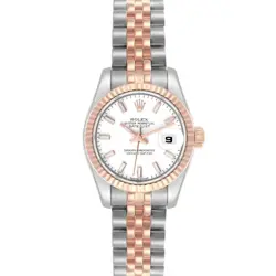 ROLEX DATEJUST STEEL ROSE GOLD WHITE DIAL LADIES WATCH 179171