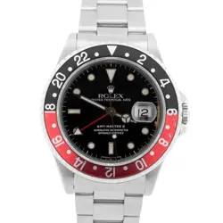 ROLEX GMT-MASTER II 40MM COKE RED BLACK STAINLESS STEEL OYSTER WATCH 16710