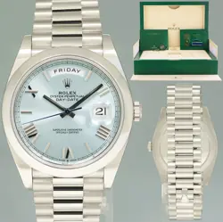 2021 NEW PAPERS ROLEX PLATINUM PRESIDENT BLUE ROMAN 40MM DAY DATE 228206 WATCH