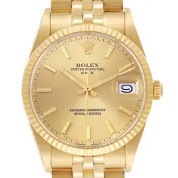 ROLEX DATE 14K YELLOW GOLD VINTAGE MENS WATCH 15037