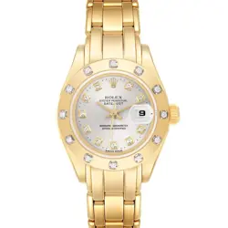 ROLEX PEARLMASTER YELLOW GOLD SILVER DIAMOND LADIES WATCH 69318