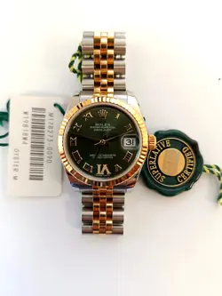 ROLEX DATEJUST YELLOW GOLD & STEEL GREEN DIAL 31MM