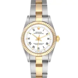 ROLEX OYSTER PERPETUAL STEEL YELLOW GOLD WHITE DIAL LADIES WATCH 76193