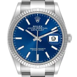 ROLEX DATEJUST STEEL WHITE GOLD BLUE DIAL MENS WATCH 126234