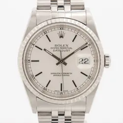 ROLEX DATEJUST 16220 SS AT SILVER-FACE 3 EXTRA LINKS