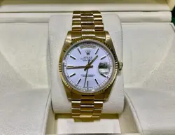 ROLEX PRESIDENT DAY-DATE 36 MM  18K YG WHITE DIAL WATCH 18038