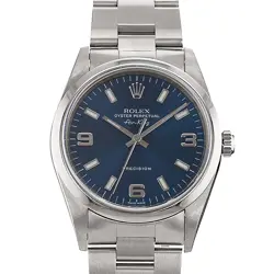 ROLEX AIR KING 14000M 34MM BLUE ROMAN STEEL OYSTER AUTOMATIC MENS WATCH