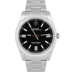 NEW 2025 PAPERS ROLEX OYSTER PERPETUAL 41MM BLACK STAINLESS WATCH 124300 BOX