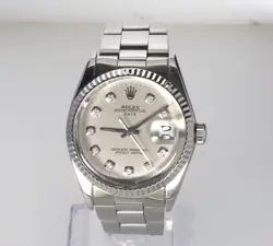 Vintage 1968 ROLEX Datejust 1600 36mm Riveted Oyster Silver Mens Swiss Watch