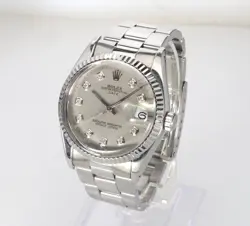 Vintage 1968 ROLEX Datejust 1600 36mm Riveted Oyster Silver Mens Swiss Watch