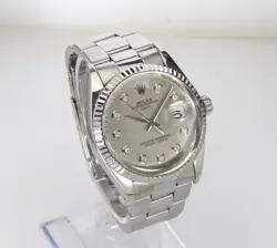 Vintage 1968 ROLEX Datejust 1600 36mm Riveted Oyster Silver Mens Swiss Watch