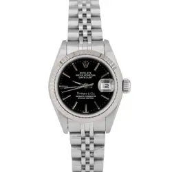 PAPERS TIFFANY & CO Rolex DateJust 26mm Stainless Steel Black 69174 Watch BOX