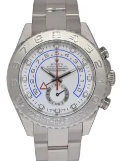 ROLEX YACHT-MASTER II 18K WHITE GOLD & PLATINUM BEZEL MENS 44MM WATCH M 116689