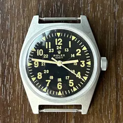 ROLEX VIETNAM WAR MILITARY ANTIQUE VINTAGE BLACK DIAL HAND WINDING WRISTWATCH