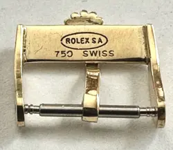 Vintage ROLEX 18k Yellow Solid Gold 14mm Logo Buckle, ROLEXSA 750 SWISS
