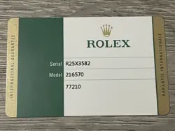 ROLEX GUARANTEE WARRANTY