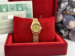 ROLEX LADIES PRESIDENT DATEJUST 69178 CHAMPAGNE  DIAL 18K YELLOW GOLD BOX PAPER