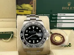 ROLEX GMT MASTER II 116710 BLACK CERAMIC STAINLESS STEEL 40MM BOX PAPER 2007