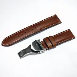 For Rolex Tudor Black Bay Seiko 20mm Brown Leather WatchBand Strap Silver Clasp