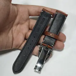For Rolex Tudor Black Bay Seiko 20mm Brown Leather WatchBand Strap Silver Clasp