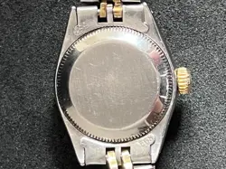 Vintage Rolex Date Lady 2Tone 14K Yellow Gold Steel Watch White Roman Dial 6519