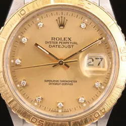 Rolex Datejust Turn-O-Graph SS & 18K Yellow Gold 36mm 16259 Factory Diamond Dial