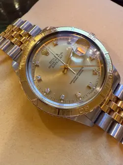 Rolex Datejust Turn-O-Graph SS & 18K Yellow Gold 36mm 16259 Factory Diamond Dial