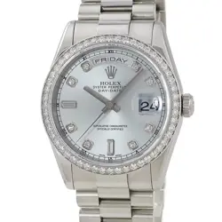 ROLEX DAY-DATE 36 118346A K PT950 DIAMONDS AUTOMATIC MEN #HD016