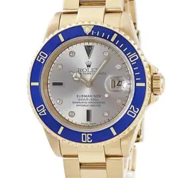 ROLEX SUBMARINER DATE 16618SG L K18YG DIAMOND SAPPHIRE AUTOMATIC MEN #HD032