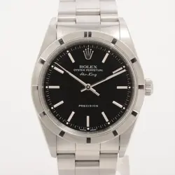 ROLEX AIR-KING 14010 SS AT BLACK DIAL 2 EXTRA LINKS