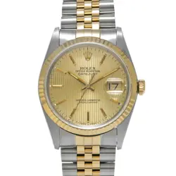 ROLEX 3/10  DATEJUST 16233 E NUMBER 1990 MANUFACTURING CHAMPAGNE TAPESTRY WATCH 
