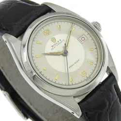 Rolex Precision Oysterdate Watch 21 Series 6494 Stainless Steel Embossed Lea