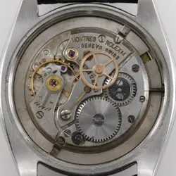 Rolex Precision Oysterdate Watch 21 Series 6494 Stainless Steel Embossed Lea