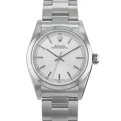 ROLEX OYSTER PERPETUAL 31 77080 SILVER INDEX STEEL SMOOTH OYSTER LADIES WATCH 