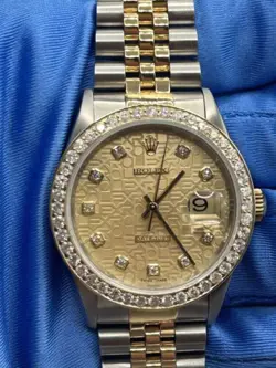 ROLEX 36MM DATEJUST 16233 TWO-TONE JUBILEE BRACELET CUSTOM DIAMOND BEZEL